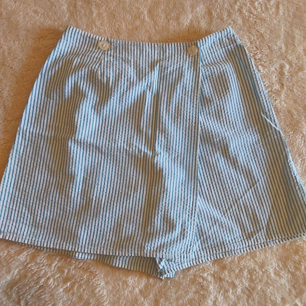 Liz Claiborne Blue and White Pinstripe Skort